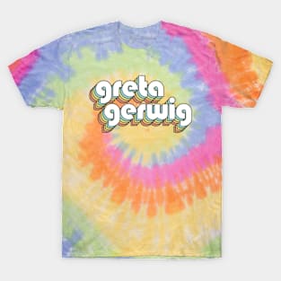 Greta Gerwig - Retro Rainbow Typography Faded Style T-Shirt